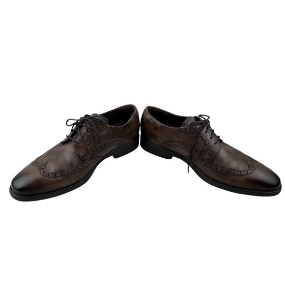 *ECCO Melbourne Wingtip Mens Dress Shoe Size 10 Brown Leather Lace Up Oxford - Picture 10 of 14
